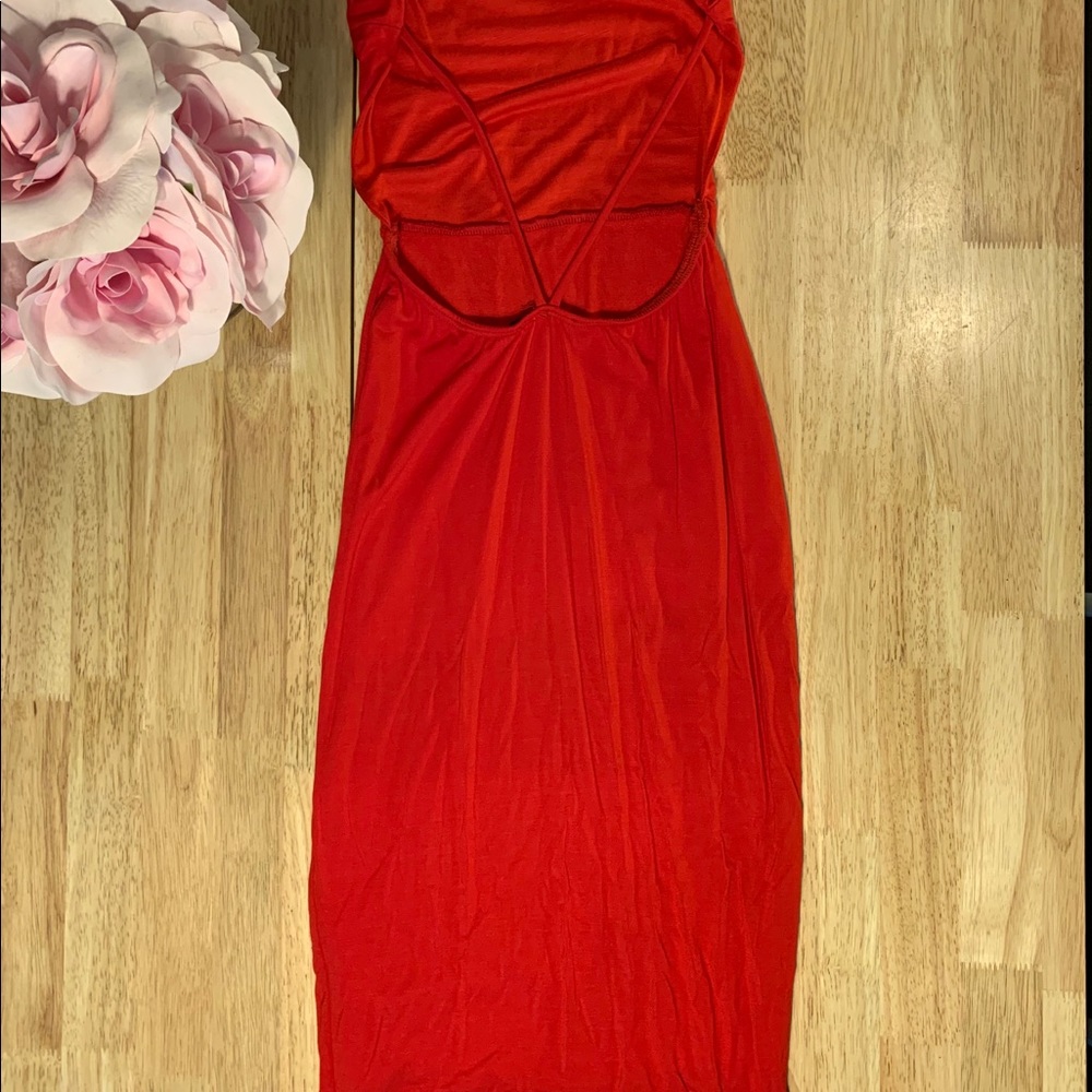 Meek Fitted Red Backless Dress